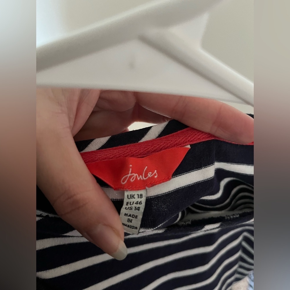 Joules Navy Cream Stripe Marina Dropped Shoulder Jersey Top - Picture 10 of 13